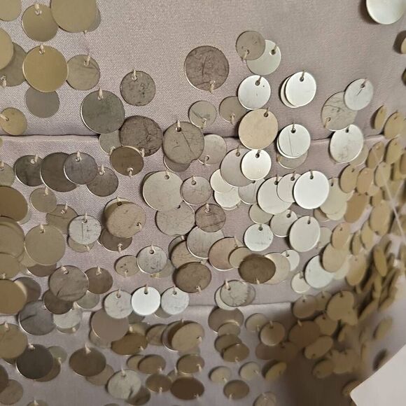 Chancelle champagne sheath dress with paillette embellishment at waist, NWT, Sz. - Picture 6 of 10